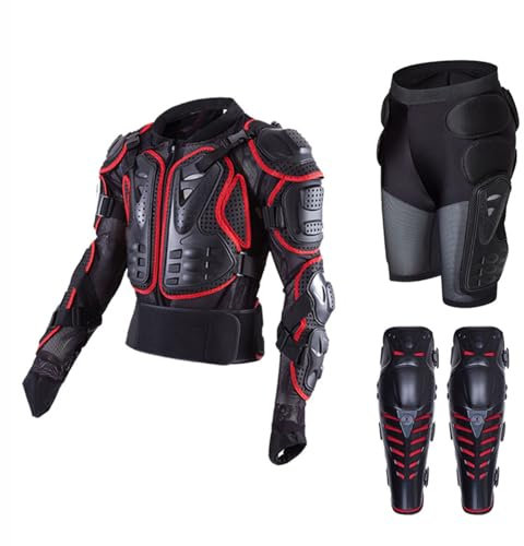 ZJGJDZZ Motorradjacken, Schutzausrüstung, Offroad-Rüstungen, Rennanzüge, Kleidung, Panzergürtel, Schulterwesten, Brustwesten, Motorradschutz für Erwachsene red,M