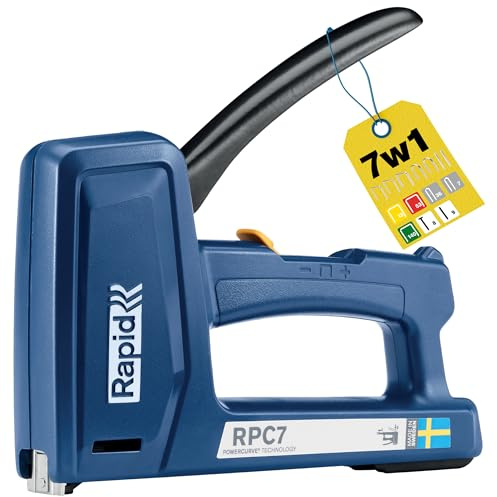 Rapid Agrafeuse robuste pour feuilles de bois - Agrafeuse pour câbles 7 en 1 - Pour travaux manuels, tissus d'ameublement et tapis - Robuste et léger - 50% de compression plus facile - Fabriqué en