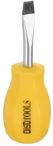 sourcing map SL6 Tournevis plat à pointe courte et magnétique à tête plate CR-V Petit tournevis de poche pour réparation de bricolage, jaune