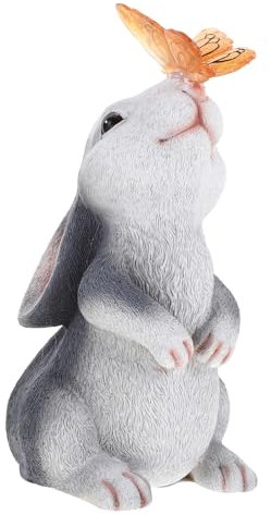 Milisten Lampe Solaire De Jardin en Résine Forme Lapin Décoration Extérieure Pelouse Portable Solide Ornement Lapin Lumineux Décor Jardin