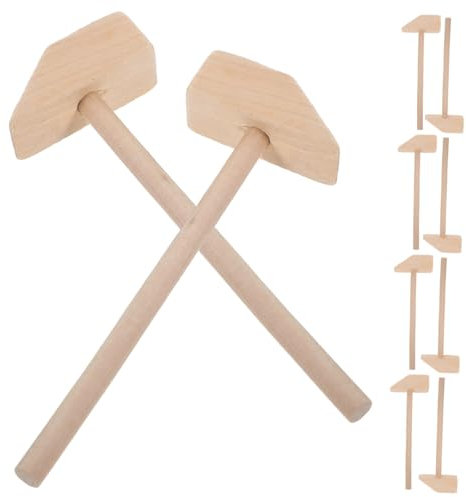 KONTONTY 10pcs Mini Mallets Handheld Wooden Hammers for Year Old Boys Safe Pounding Toys for Boys and Girls