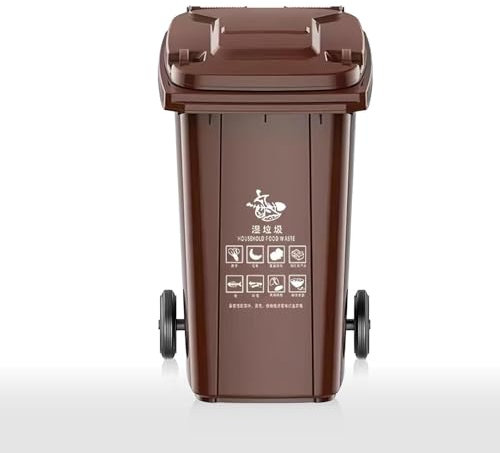 Contenedor de Basura para Exteriores con Ruedas, 120 l, Industrial, móvil, Resistente, Grande, con Tapa, Comercial, para Porche, Patio, terraza (marrón)
