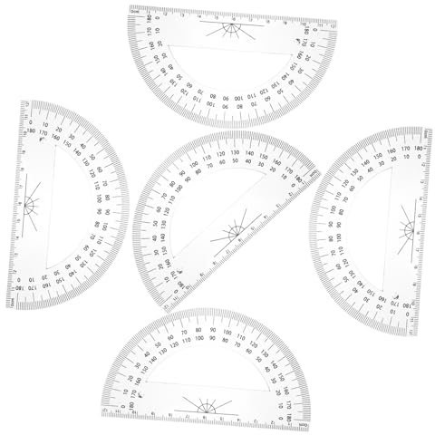 DIYEAH 5piezas Transportadores Granel De Plástico Transportador De Borrado Seco Para Clases De Matemáticas De Geometría