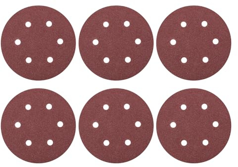 sourcing map 25Pcs 6Inch Sanding Discs 40Grit Red Aluminum Oxide 6 Hole | Hook and Loop Sandpaper Orbital Sander Sandpaper for Woodworking Automotive Metal Polishing