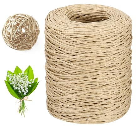 Papierdraht,200m 2mm Natürlicher Papierfaden,papierdraht zum Basteln | Blumendraht,Papierbindedraht,Papierwickeldraht Für Weihnachten,Blumensträuße,Hochzeitsstrauß Verpackung,Heimwerken
