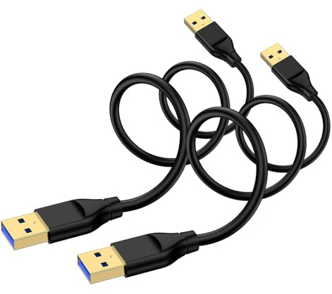 USB to USB Cable 10FT, 2Pack USB3.0 Cable Male to Male Double End Type A to Type A USBCord High Speed Data Transfer Cord for External Hard Driver,Computer,Laptop Cooler,Sound Bar,TV,Monitor,DVD Player