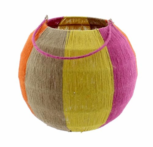 Jute Laterne (nat/orange/Fuchs/gelb, D20H50cm)