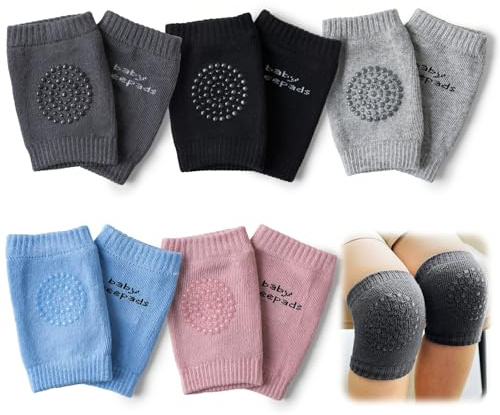 Rynvarl 5 Paar Baby Knieschoner zum Krabbeln – Rutschfeste, Weiche & Atmungsaktive Knieschützer für Kleinkinder Jungen & Mädchen – Elastische Schoner zum Schutz vor Hautabschürfungen