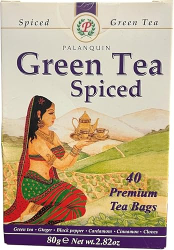 Palanquin Spiced Green Tea – 40 Tea Bags | Green Tea with Warming Indian Spices | Antioxidant-Rich & Aromatic Infusion