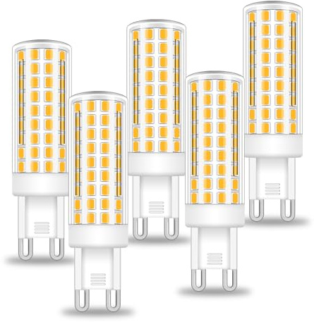 BROLSKUN G9 LED Warmweiss 9W Ersetzt 75W-80W Halogenlampe Leuchtmittel G9 Stiftsockellampe Led Esstischlampe 220V-240V Nicht Dimmbar 3000K Glühbirnen, 5er Pack