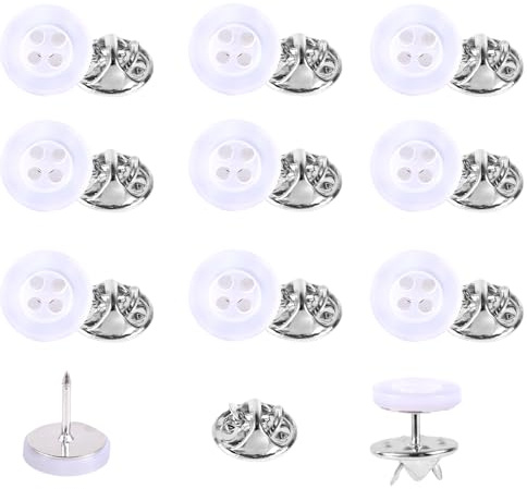 10 Sets 11mm No Sewing Shirt Buttons, 4-Hole Resin Decorative Button Pins Detachable No Sew Buttons for Women Men Clothes Cardigans Shirt Dress Sweaters DIY Crafts (White)