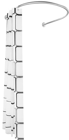 Asta per tenda da doccia a forma di U, in acciaio inox, regolabile, con tenda da doccia, 1 x 0,9 – 1,3 m, adatta per bagno e vasca da bagno, colore argento