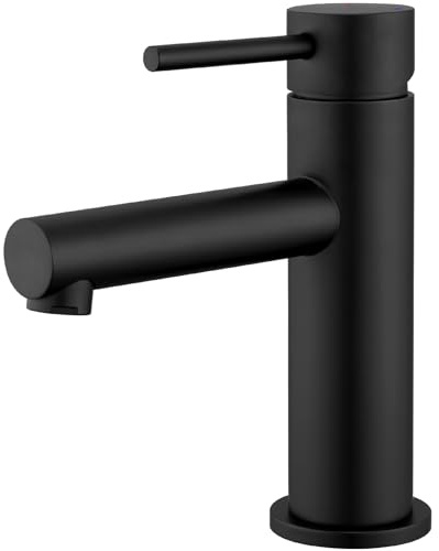 CECIPA Basin Mixer Tap, Single Lever Bathroom Tap, Ceramic Cartridge, Black