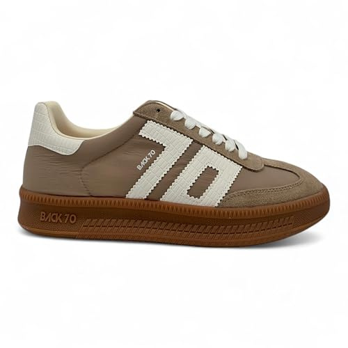 BACK70 - Sneakers Uomo Nylon e Suede. Scarpe Casual Retro Sportive con Suola in somma. Comfort Quotidiano, Design Vintage. (Tortora, Sistema Taglie Calzature EU, Adulto, Uomo, Numero, Media, 43)