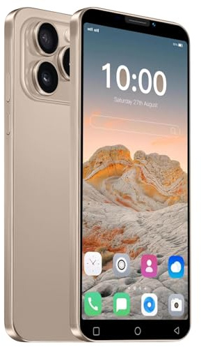 JtQtJ Mobile Phone of the Day Offer, 5.0 IPS Display, Dual SIM, 16GB ROM, Dual Cameras, Support:Wifi,GPS,Bluetooth,Face ID Cheap Phone (Gold)