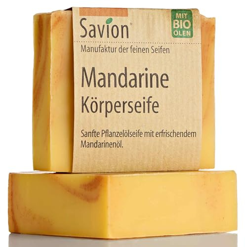 Savion Mandarine Körperseife, mit Mandarinenöl, Vegan, Palmölfrei, Tierversuchsfrei, 80g