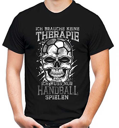 Therapie Skull Handball Männer und Herren T-Shirt | Sport Totenkopf ||| (3XL, Schwarz)