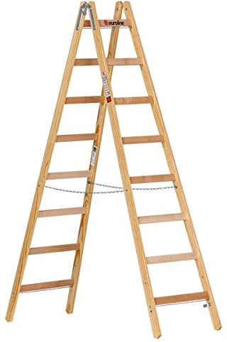 euroline Holz-Sprossenstehletier mit 2x8 Sprossen und Eimerhaken