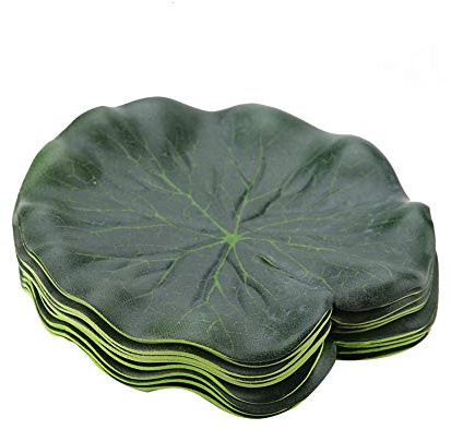 HEEPDD 10PCS Artificial, 10cm Simulation Green Lotus Leaf Plant Fresh and Natural Fake Water for Aquarium Fish Tank Pond Water Landscape Decoration