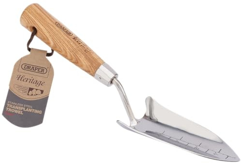 Draper Heritage 99022 Truelle de Transplantation en Acier Inoxydable avec Manche en frêne Marron