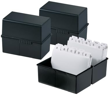 HAN Karteibox DIN A7 quer – innovatives, attraktives Design für 300 Karteikarten mit Stahlscharnier und Schnappverschluss, mit A-Z Register, schwarz, 977-K-13, 3 STÜCK