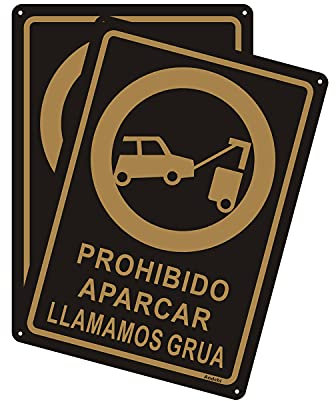 Andchi 2pcs Señales de estacionamiento ilegal y retirada por grúa Señales de prohibido aparcar， Aluminio Metal, 25 x 35 cm