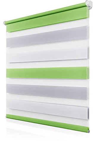 Doppelrollo Klemmfix ohne Bohren 105x130cm(BxH), Rollos für Fenster ohne Bohren Grün-Grau-Weiß, Duo Rollo Klemmrollo, Lichtdurchlässig & Sichtschutz,Fenster Rollos für Innen