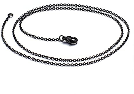 Bishilin Herren Kette 50CM Gethic, Rolokette 1.7MM Edelstahl Halskette Schwarz Biker Partnerkette