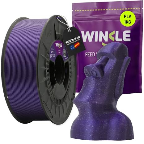 WINKLE PLA HD Glitter Filament 1.75mm Violett, 1kg Spule, 3D Drucker Filament Kompatibel mit FDM Druckern, 3D-Druckmaterialien, Maßgenauigkeit +/- 0.05mm, Leicht zu Bedrucken