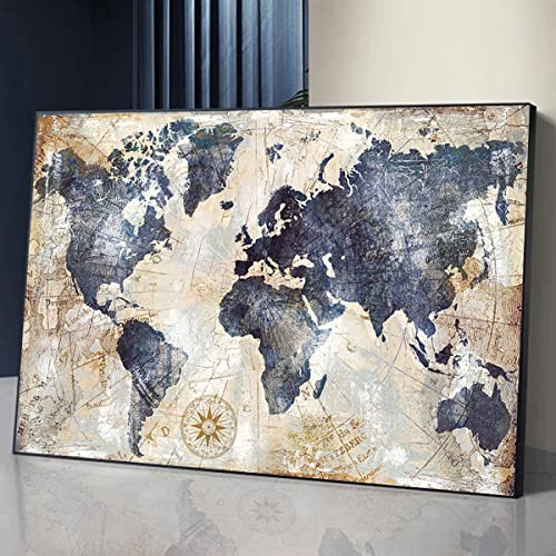 Instarry 5D Diamant Painting Bilder Full Groß Weltkarte Wandbilder Wohnzimmer 75x50 cm