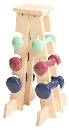 Meanswood Hantelständer Holz – Hantelablage für Zuhause, Kurzhantel Regal, Hantelhalterung aus Holz für 6 Hanteln (70 kg Max.) - Made in Italy