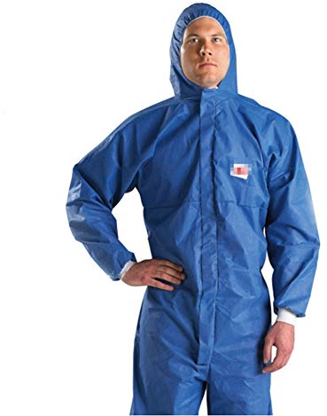 Blue Hooded Protective Suit with Radiation-Proof Particles Chemical Protective Clothing Durable Work Clothes,L