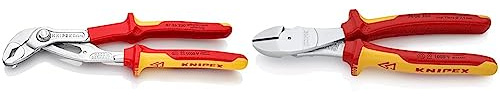 Knipex Cobra® VDE Hightech-Wasserpumpenzange, isoliert verchromt & Kraft-Seitenschneider verchromt, isoliert mit Mehrkomponenten-Hüllen