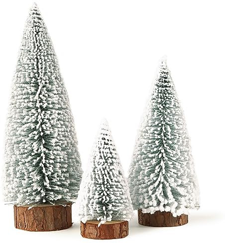 3Pz Mini Albero di Natale Innevato Albero di Natale da Tavolo Piccolo Alberelli Natalizi Decorativi Decorazioni Natalizie da Tavolo Centrotavola Natale Addobbi Natalizi Casa Fai da Te (A)