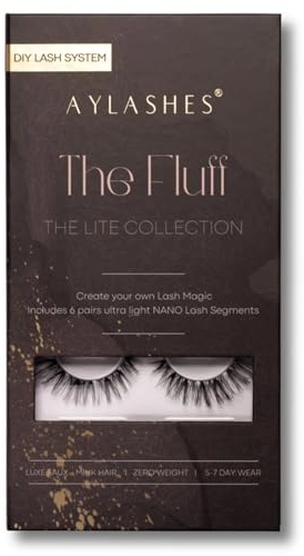 AYLASHES - DIY Wimpernextensions Maxi Box THE FLUFF | 6 Paar Wimpern | bis zu 7 Tage Halt | Wimpern DIY Set für zu Hause | künstliche Wimpern | Klebewimpern | lash extension set