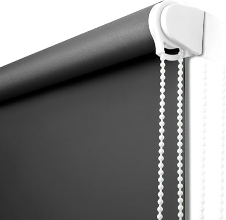 NUTRO CHILL Roller Window Blinds, Blackout Shades for Indoor Windows with Thermal Insulated, UV Protection Roll Down Black Blinds for Home and Office (29 W x 68 L, Black)