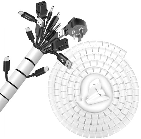 AiQInu 3M Gaine Cable Informatique, 2 Pack 22-28mm Gaine Spirale Flexible, avec 1 Clip De Guidage, Gain Protection Cable pour Automobiles/TV/PC/Audio