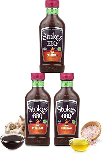 Stokes Original BBQ Sauce 3PK SQUEEZY, Rich & Smoky Barbecue Sauce, Perfect As A Sauce Or Dip, Award Winning Original Barbecue Sauce Marinade, Thick & Sweet BBQ Sauce Made With Honey, 510g | Features condiment with a distinct flavour profile for cooking, dipping or table serving.