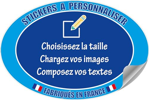 Stickers à personnaliser en forme ovale, quantité et taille au choix | Étiquettes ovales en vinyle adhésif autocollant à personnaliser avec vos textes, photos, logos et images