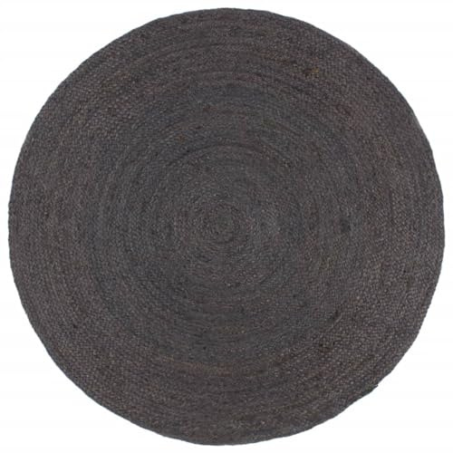 Homgoday Alfombra de Yute Tejida a Mano Redonda Gris Oscuro 210 cm tapetes para Sala alfombras Salon Modernas alfombras de decoración para Salas de Estudio
