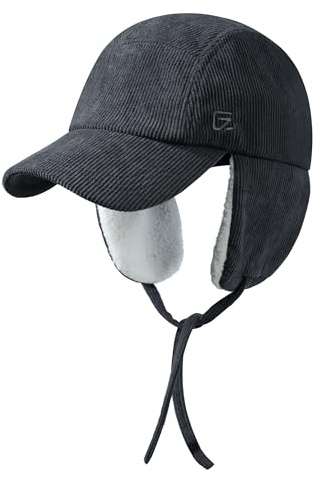 GADIEMKENSD Winter Trapperhut mit Ohrenklappen, Wintermützen für Frauen, Cord Baseballkappe