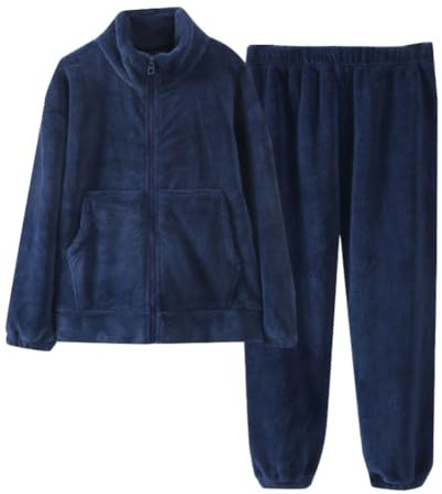 Valcatch 2 Piece Girls Boys Fleece Tracksuit Set, Navy Blue, 9-10 Years