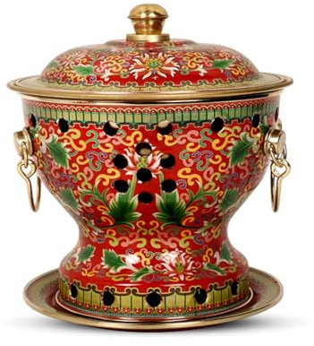 OYWEHECE Hot Pot Single Cloisonne Copper Hot Pot, Alter Peking Alkohol Kleiner heißer Topf Haushalt altmodischer Shabu handgefertigter Kupfertopf Nicht-Stick,C