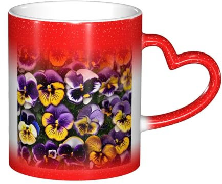 TTYDOKLA Pansy Perfection Print Print Color Changing Mug,Heat Sensitive Coffee Mugs,for Personalized Gifts and Everyday Use