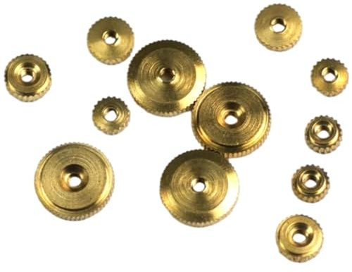 Uhren-Handmutter-Sortiment, 12-teiliges Messing-Set für Hermle American Grandfather Wandkaminuhren, Handmutter Außendurchmesser 5, 6, 10 mm