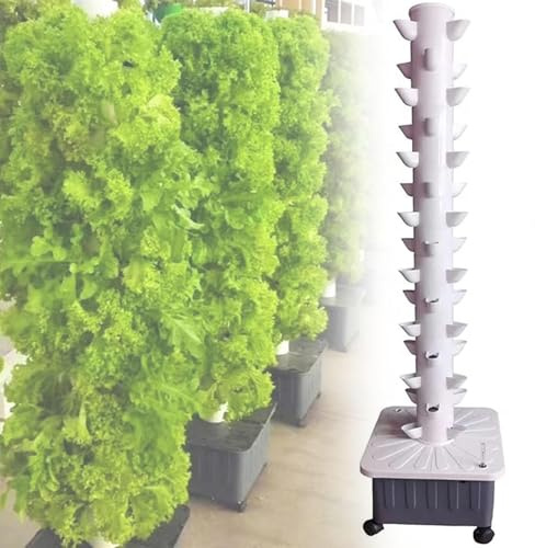 ZJHESXV Système de Culture hydroponique à 45 Trous - Tour de Culture Verticale intérieure avec Pompe d'auto-arrosage et d'hydratation pour la Culture sans Sol - Kit de Culture aéroponique Complet