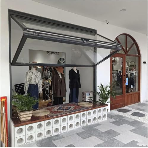 Schiebefenster für Imbisswagen, Konzessionsfenster aus Aluminiumlegierung, Klappfenster zum Auf- und Abklappen, Servierfenster für Speisen mit Schloss für Cafés,23.6x39.3in/60x100cm