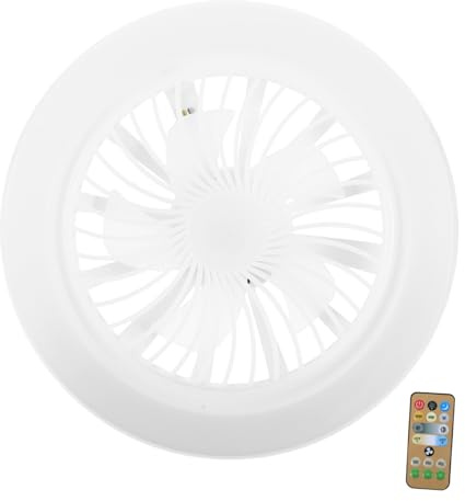 HOMSFOU Mini Ceiling Fan with Remote Control Silent LED Light Fixture for Bedroom and Dining Room Adjustable Brightness and Color Compact Design for Home Use