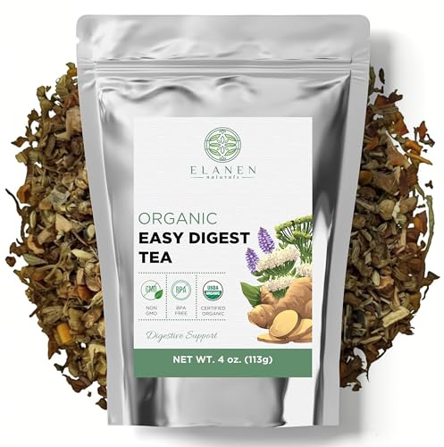 Organic Easy Digest Tea 4 oz. (113g), USDA Certified Organic Digestive Tea for Stomach Ease Tummy and Gut Health, Gas Digestion Relief, Bloating and Belly Comfort, Loose Leaf