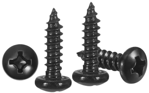 METALLIXITY Phillips Pan Head Self Tapping Screws(#6x1/2) 100Pcs, Carbon Steel Self Drilling Screw for Metal Wood Plastic, for Cabinet Wall Shutter Plate Rock Furniture, Black | Carbon Steel Self Drilling Screw for Metal Wood Plastic, for Cabinet Wall Shutter Plate Rock Furniture, Black